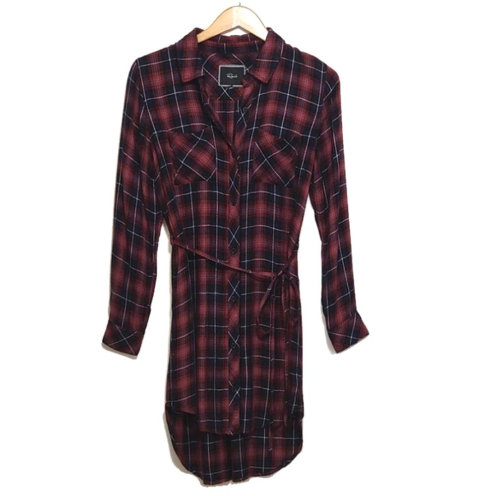 Rails Plaid Red Blue Hi Low Tunic Shirt Dress Long Sleeve Casual Chic Size S - Picture 15 of 15